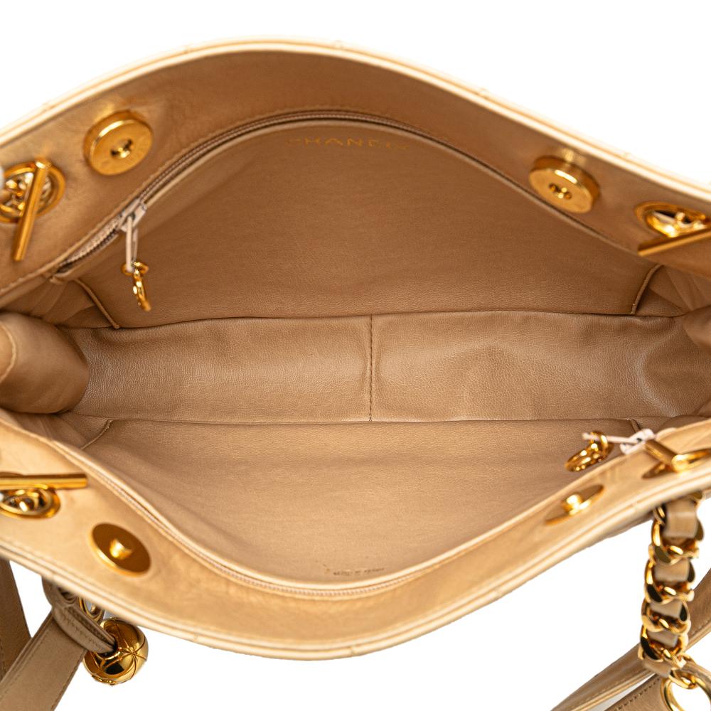 Beige Leather Chanel Shoulder Bag