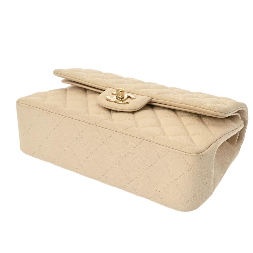 Beige Leather Chanel Flap Bag