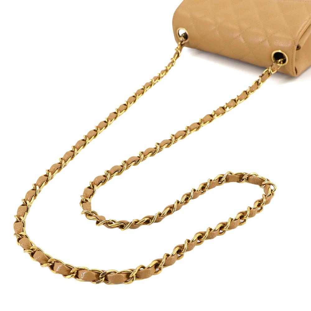 Beige Leather Chanel Shoulder Bag