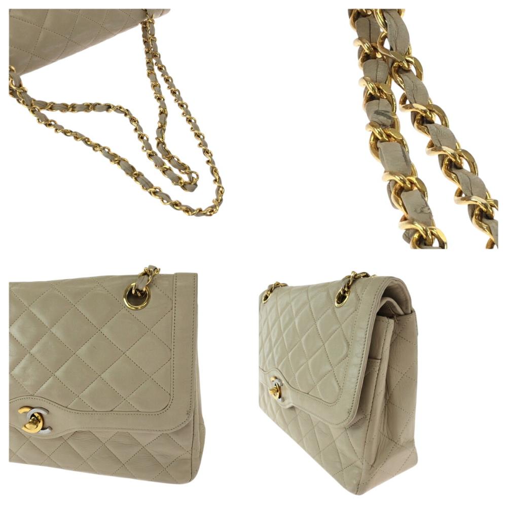 Beige Leather Chanel Flap Bag