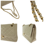 Beige Leather Chanel Flap Bag