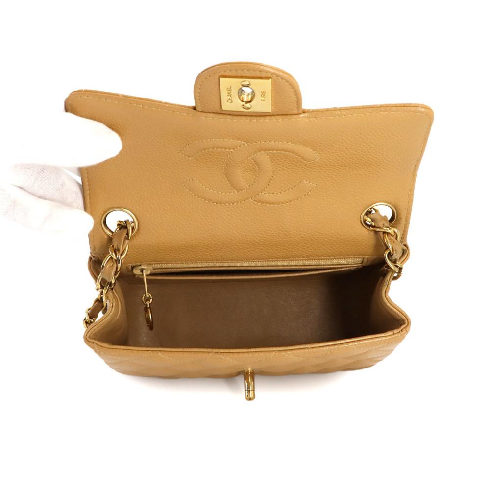 Beige Leather Chanel Shoulder Bag
