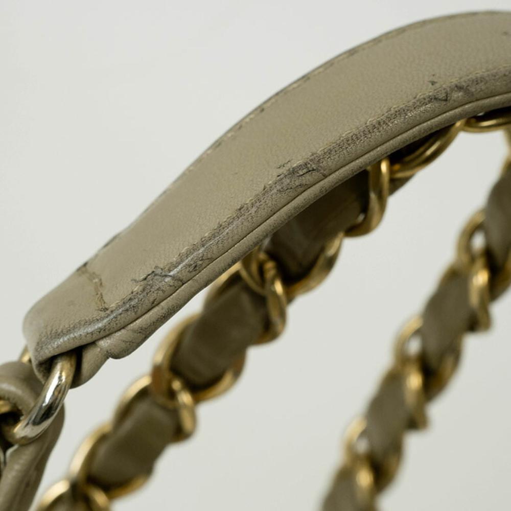 Beige Leather Chanel Shoulder Bag