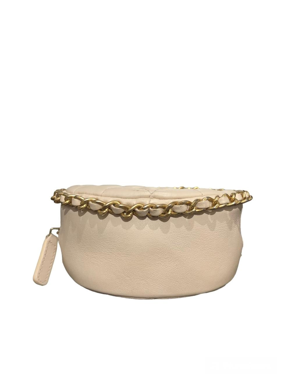 Beige Leather Chanel Crossbody Bag