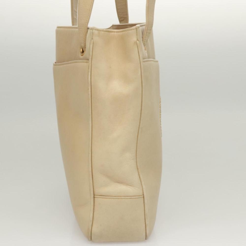 Beige Leather Chanel Shoulder Bag