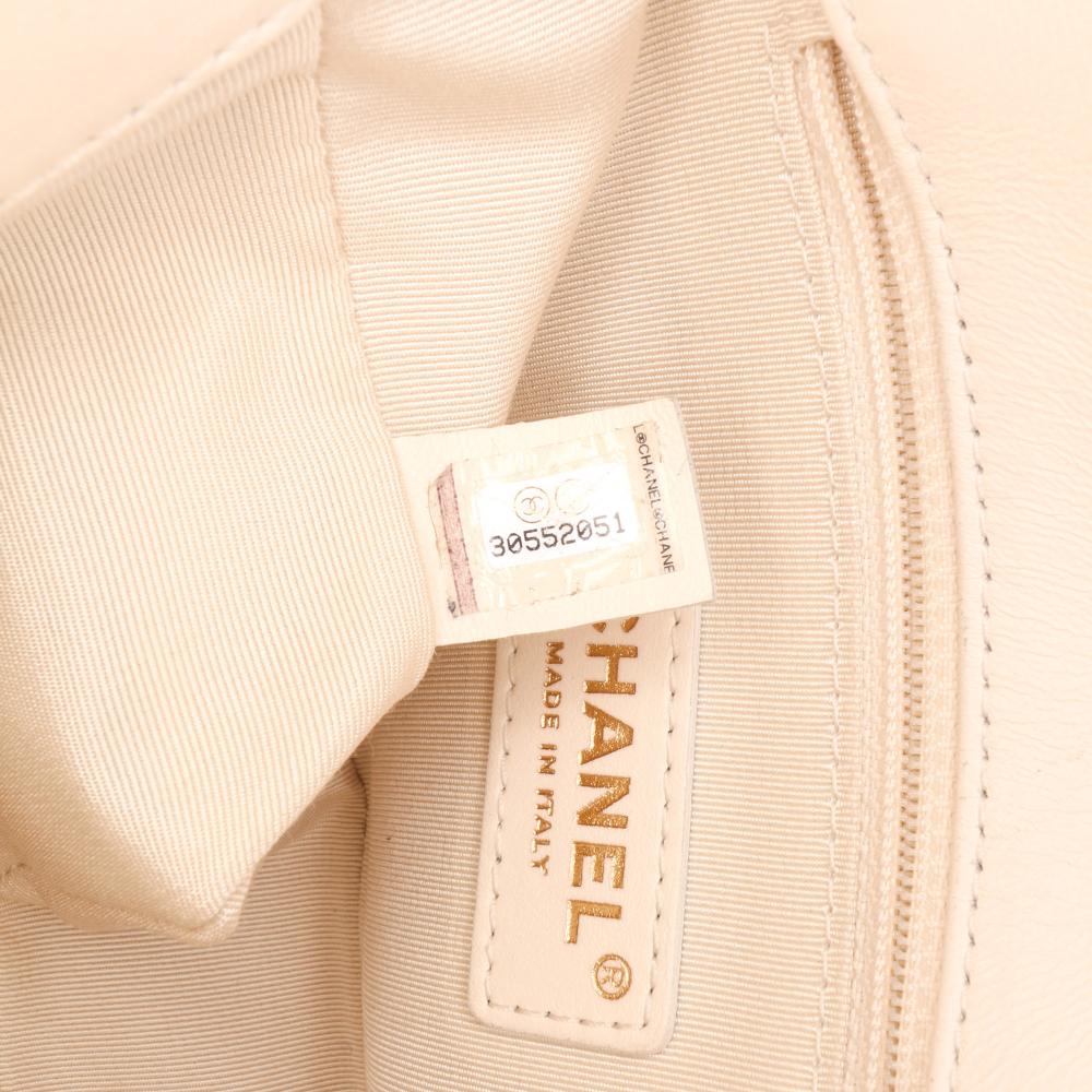 Beige Leather Chanel Flap Bag