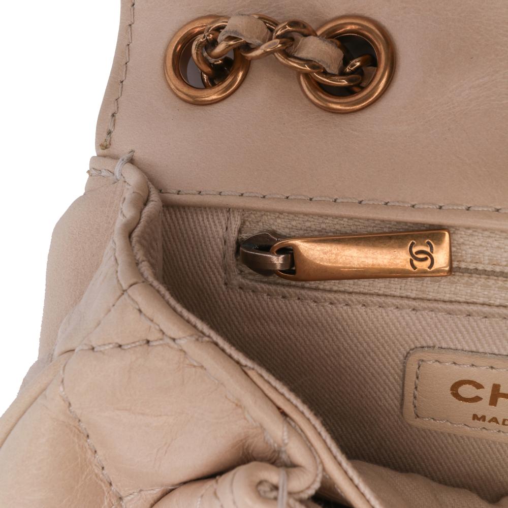 Beige Leather Chanel Flap Bag