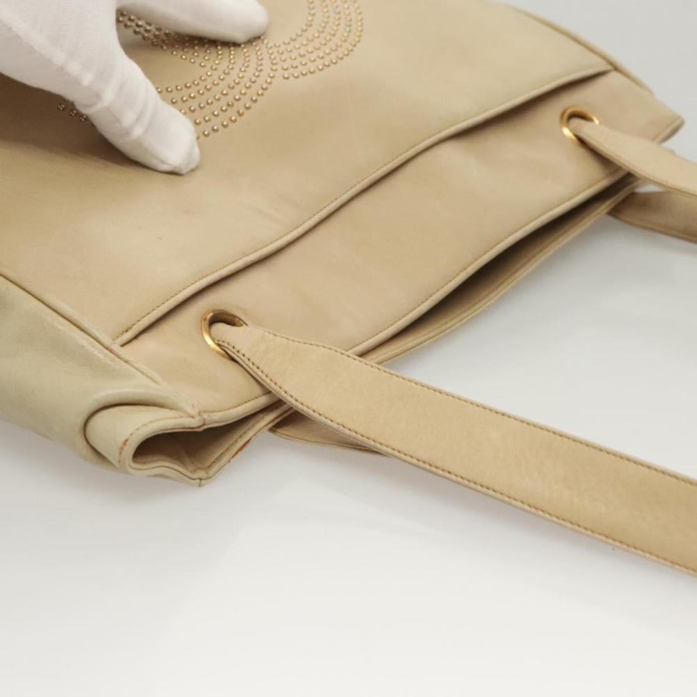 Beige Leather Chanel Shoulder Bag