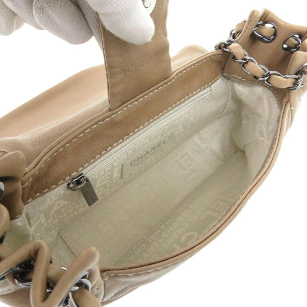 Beige Leather Chanel Shoulder Bag