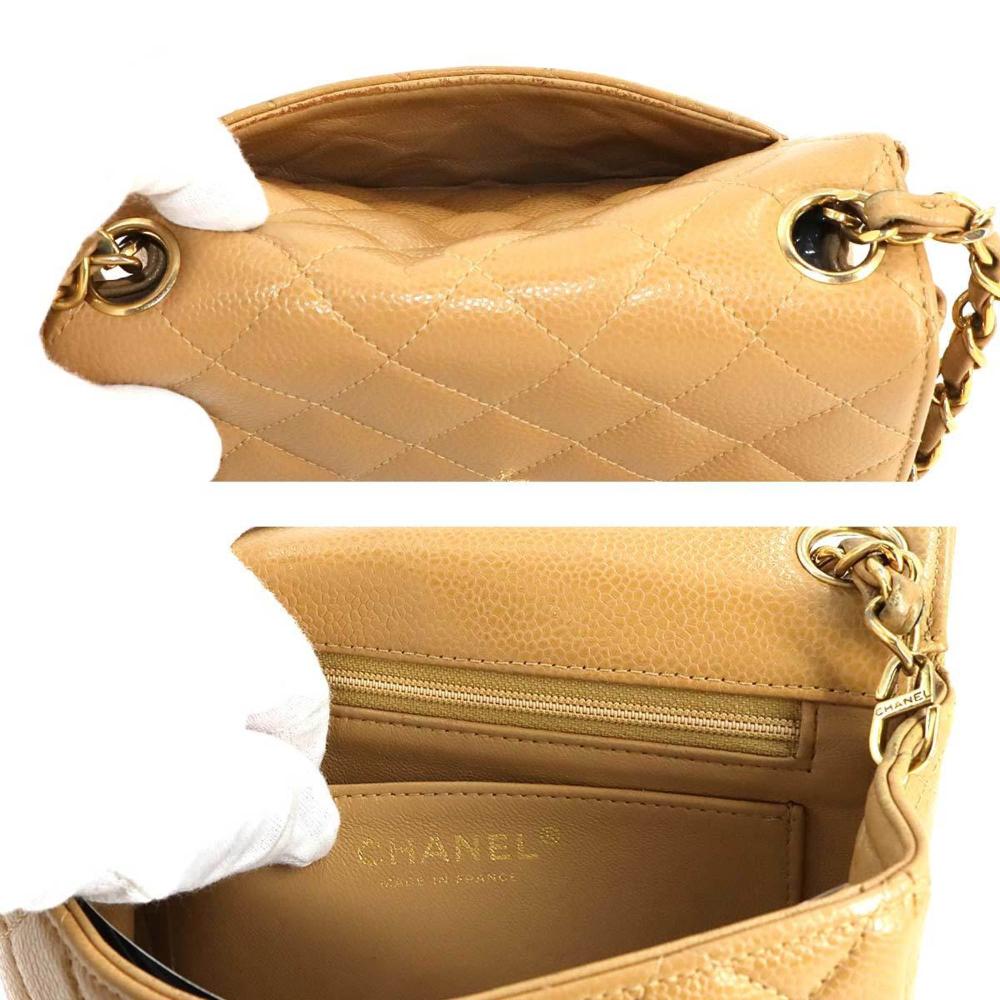 Beige Leather Chanel Shoulder Bag