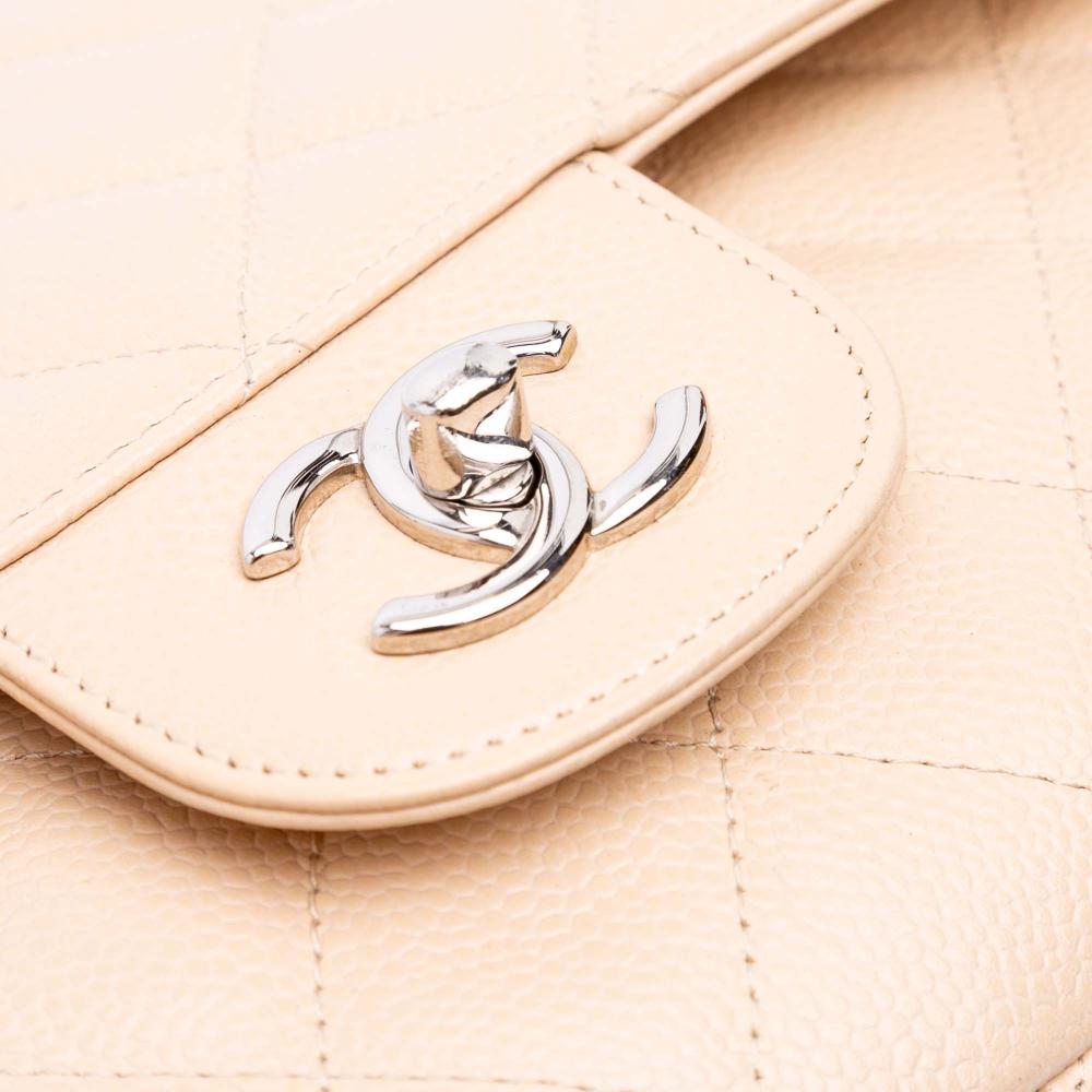 Beige Leather Chanel Flap Bag