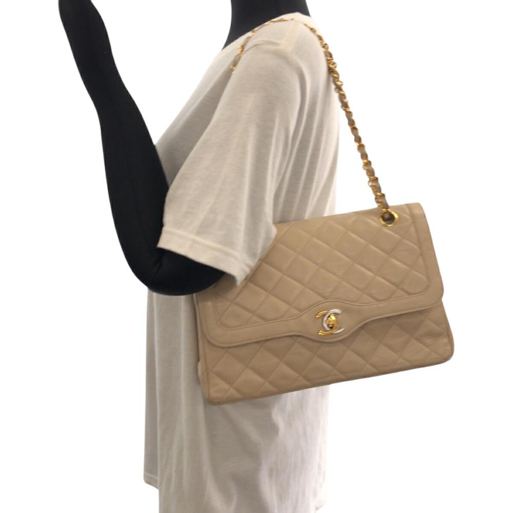 Beige Leather Chanel Flap Bag