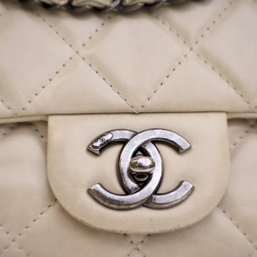 Beige Leather Chanel Flap Bag