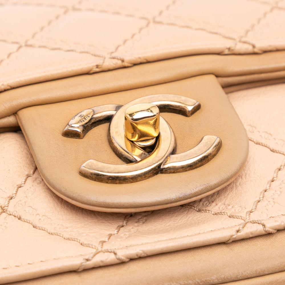 Beige Leather Chanel Flap Bag