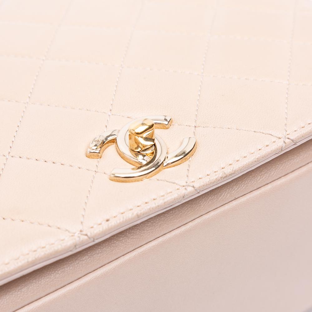 Beige Leather Chanel Flap Bag