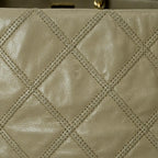 Beige Leather Chanel Shoulder Bag