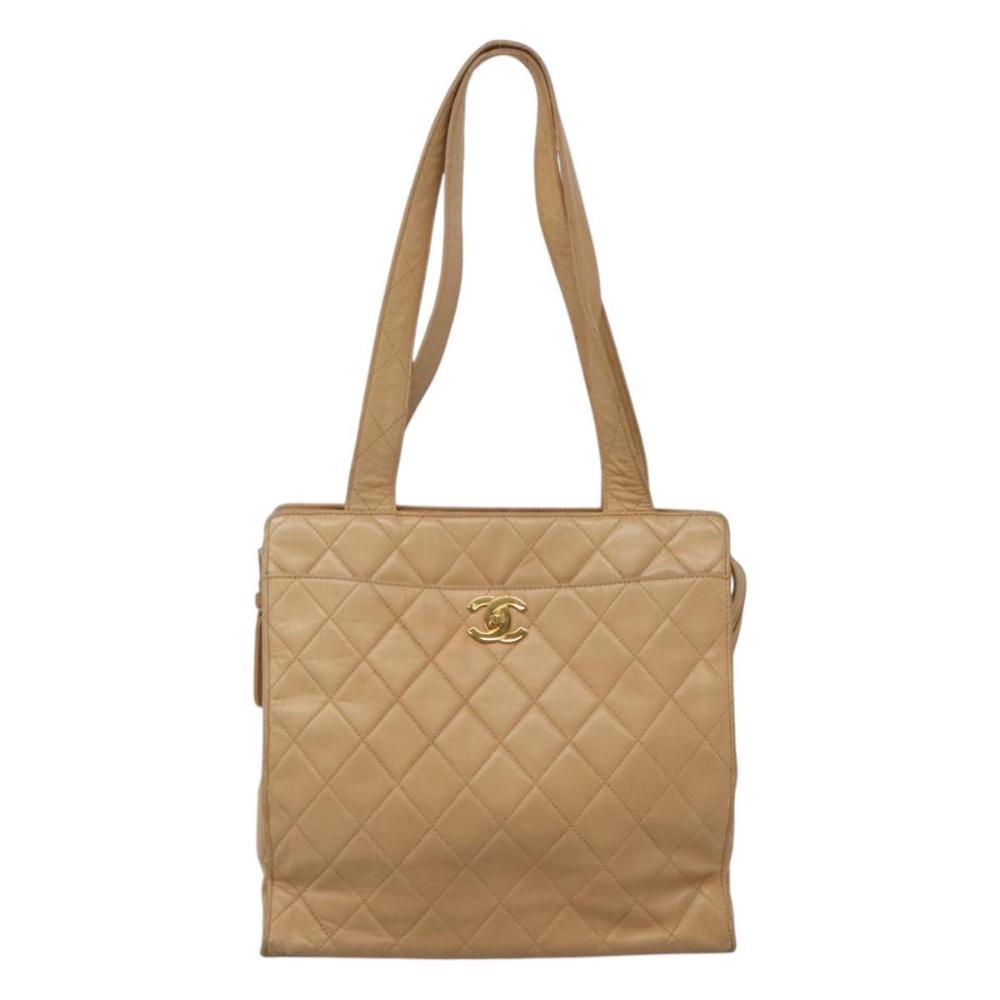 Beige Leather Chanel Shoulder Bag