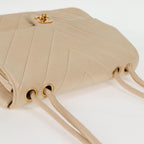 Beige Leather Chanel Shoulder Bag