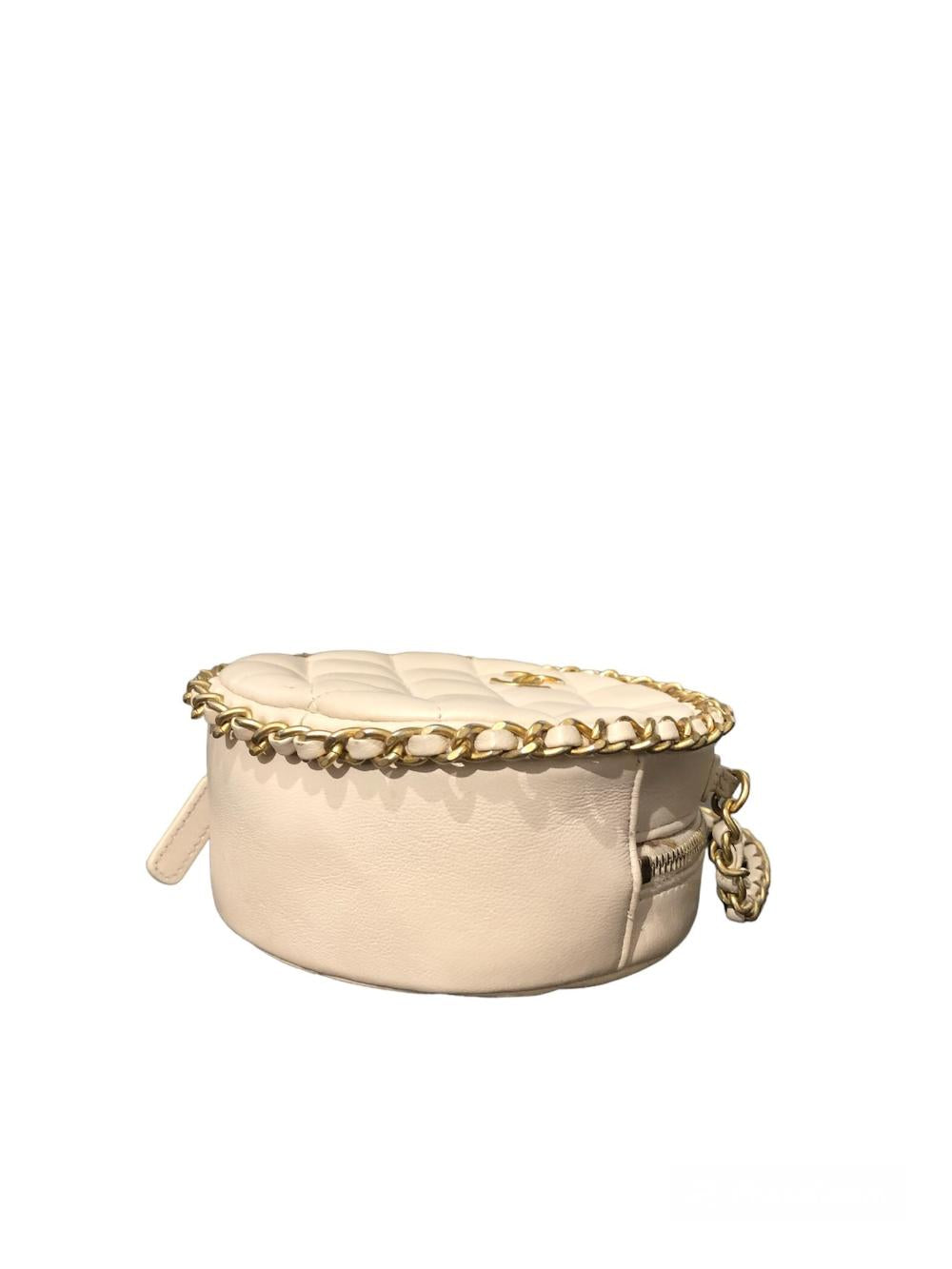 Beige Leather Chanel Crossbody Bag
