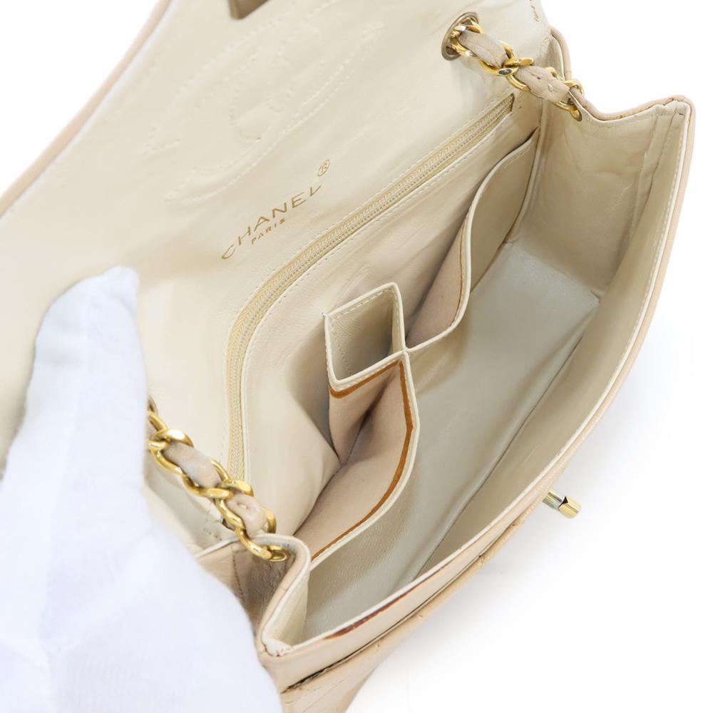 Beige Leather Chanel Shoulder Bag