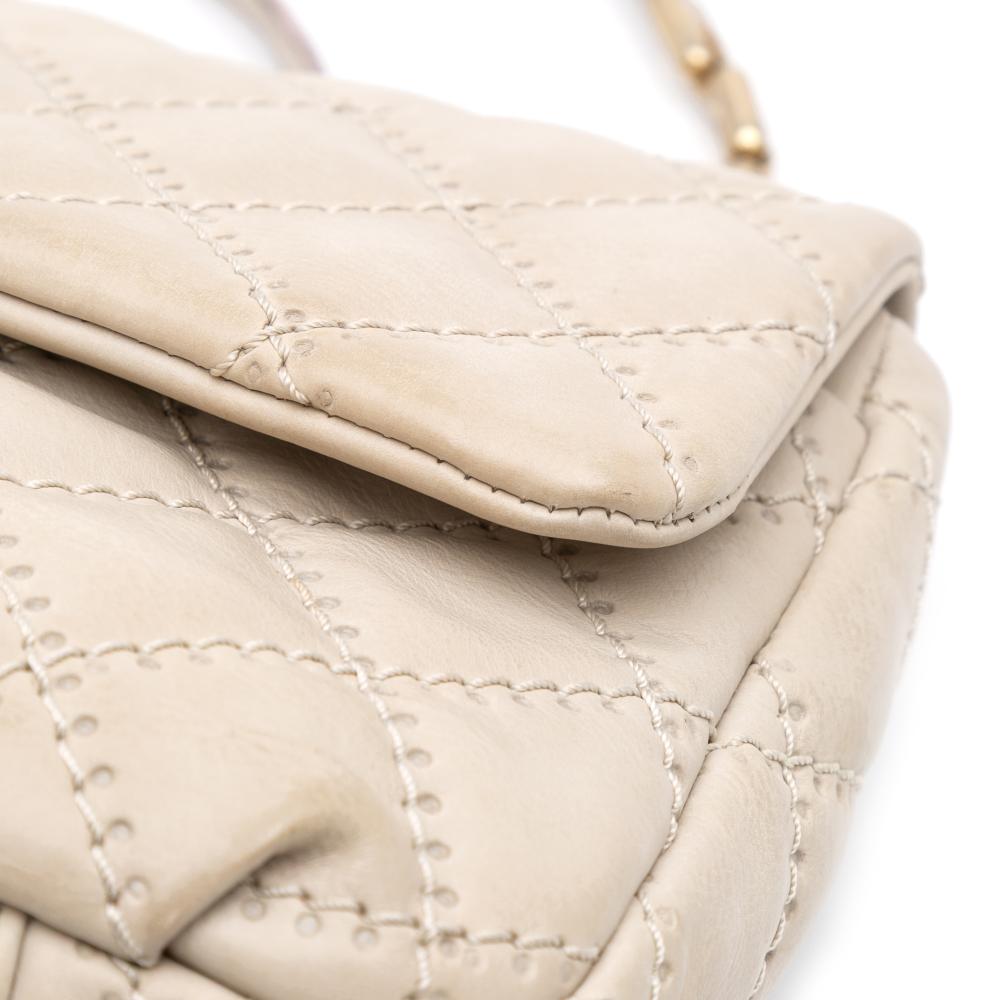 Beige Leather Chanel Flap Bag