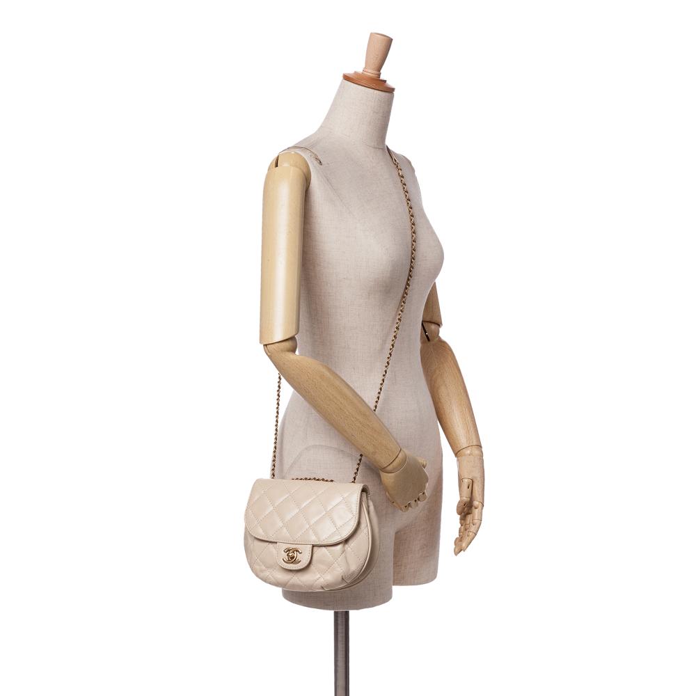Beige Leather Chanel Flap Bag