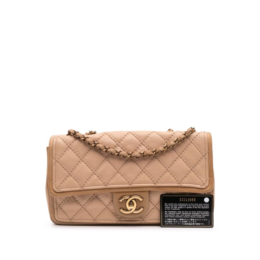 Beige Leather Chanel Flap Bag