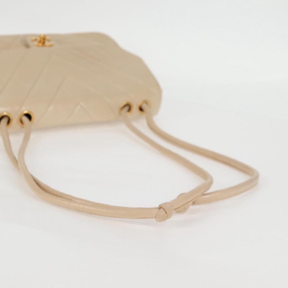 Beige Leather Chanel Shoulder Bag
