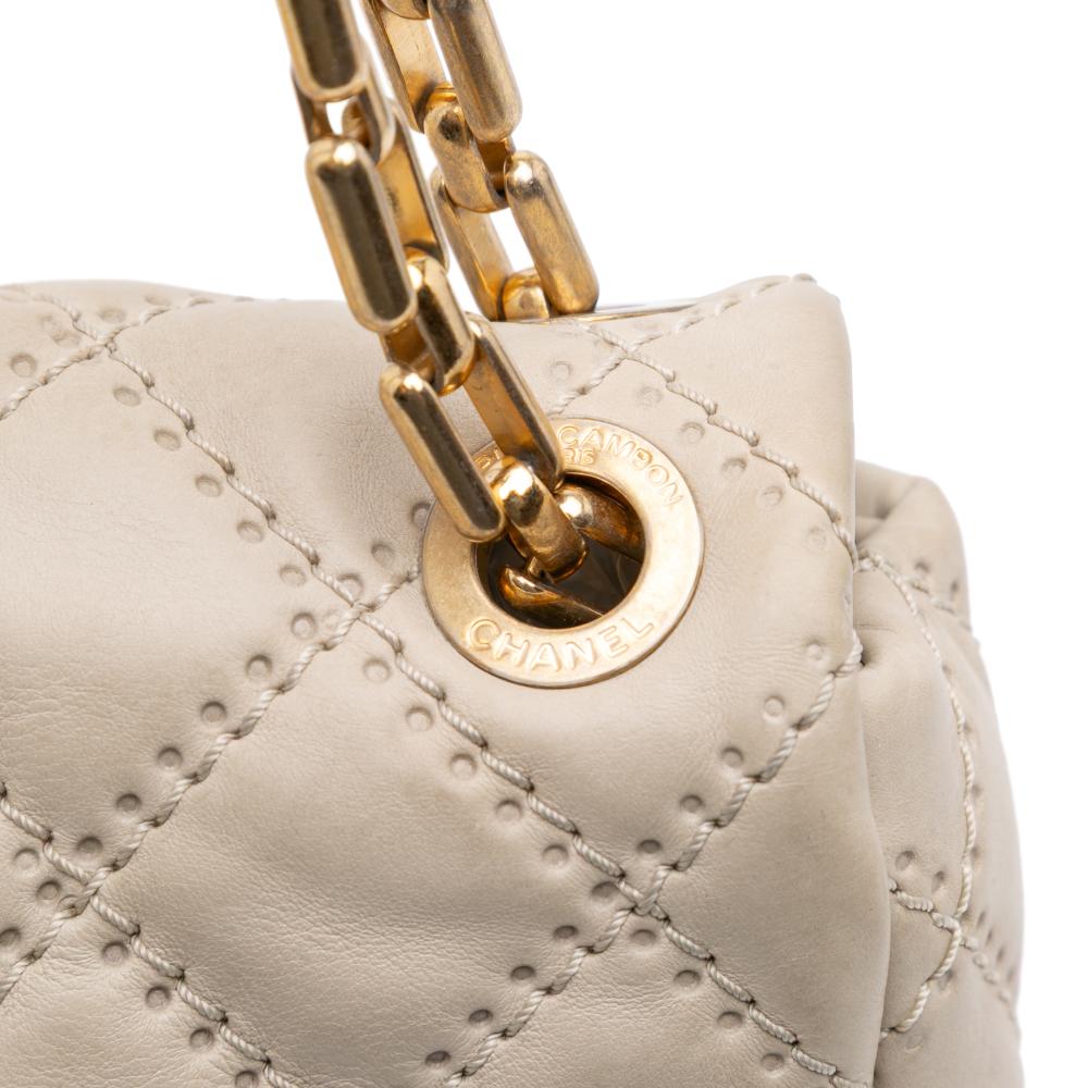 Beige Leather Chanel Flap Bag