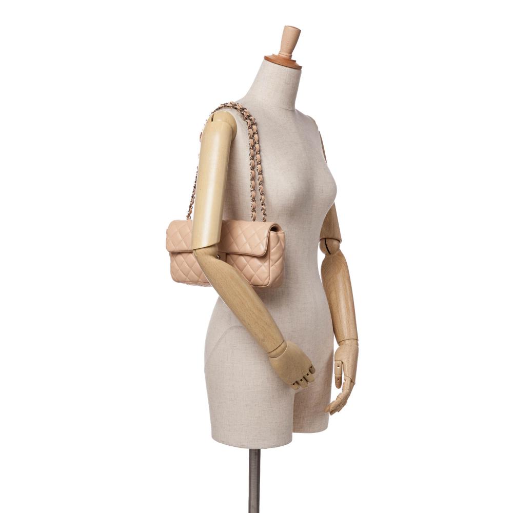 Beige Leather Chanel Flap Bag