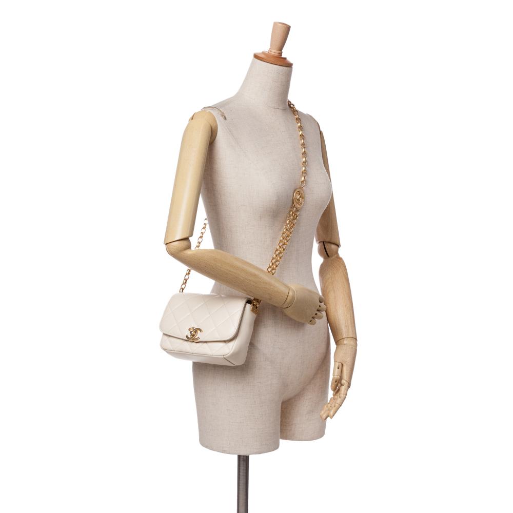 Beige Leather Chanel Flap Bag