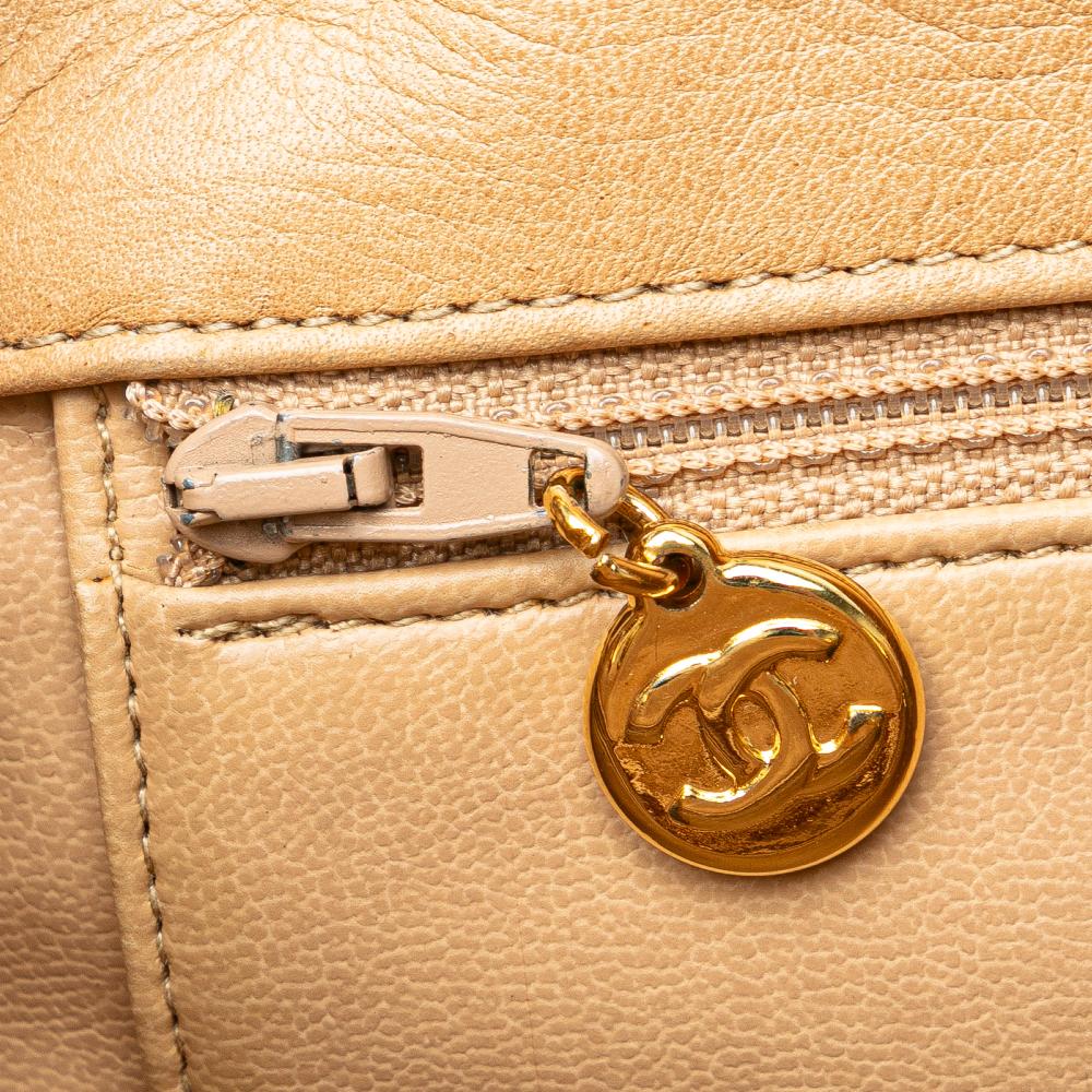 Beige Leather Chanel Shoulder Bag