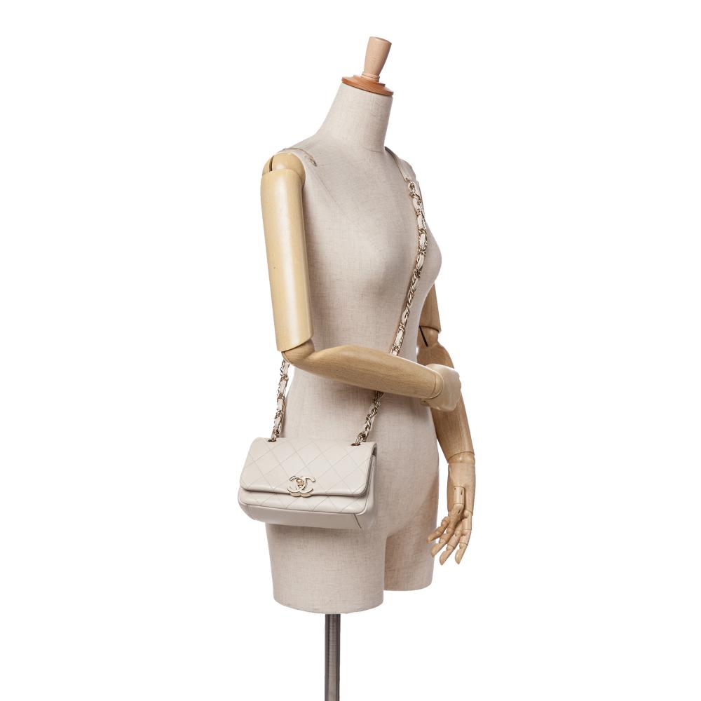 Beige Leather Chanel Crossbody Bag