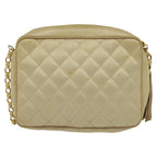 Beige Satin Chanel Crossbody Bag