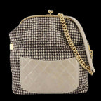 Beige Wool Chanel Shoulder Bag