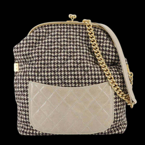 Beige Wool Chanel Shoulder Bag