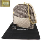 Beige Wool Chanel Shoulder Bag