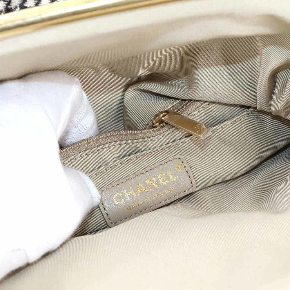 Beige Wool Chanel Shoulder Bag