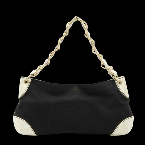 Black Canvas Chanel Shoulder Bag
