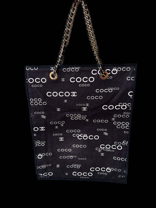 Black Canvas Chanel Tote