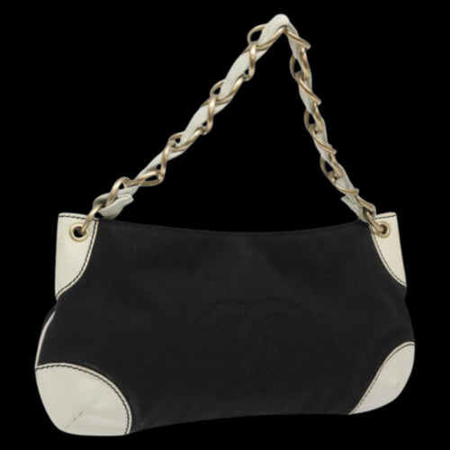 Black Canvas Chanel Shoulder Bag