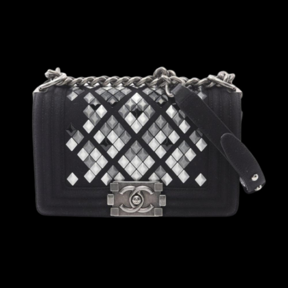 Black Canvas Chanel Shoulder Bag