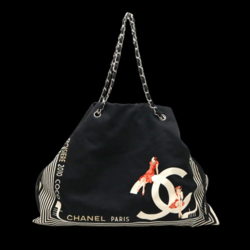 Black Canvas Chanel Tote
