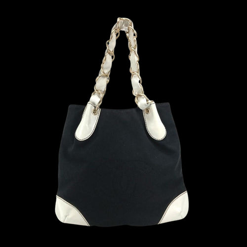 Black Canvas Chanel Shoulder Bag