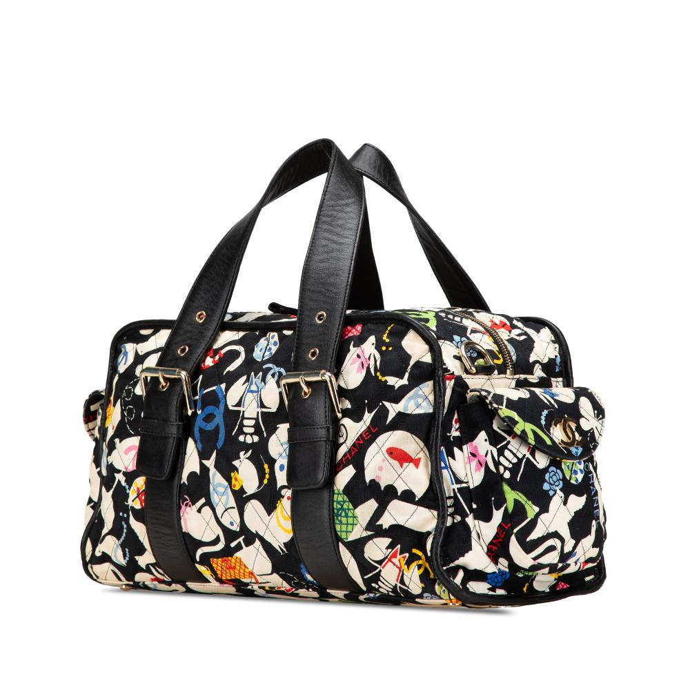 Black Canvas Chanel Travel Bag