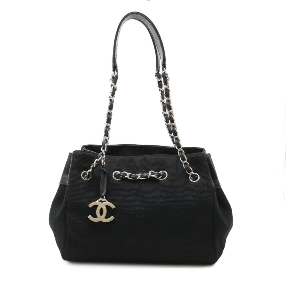 Black Canvas Chanel Tote