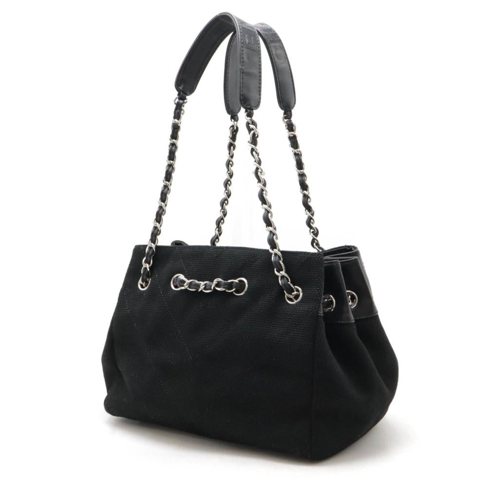 Black Canvas Chanel Tote