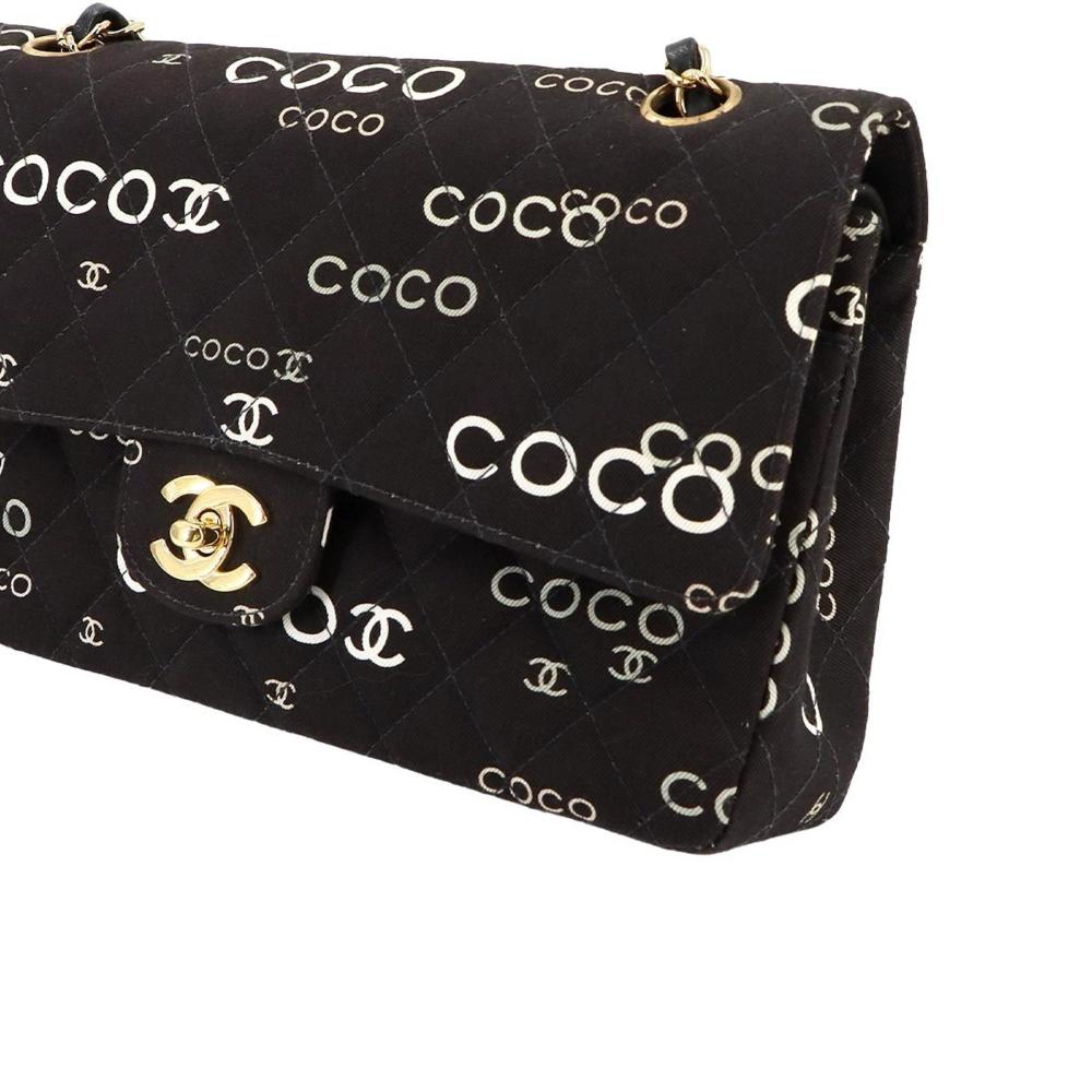 Black Canvas Chanel Shoulder Bag