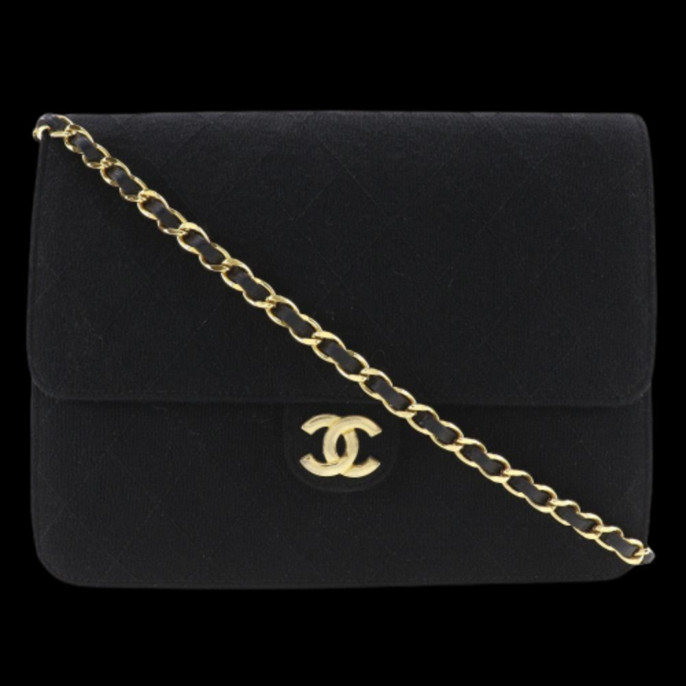 Black Cotton Chanel Shoulder Bag