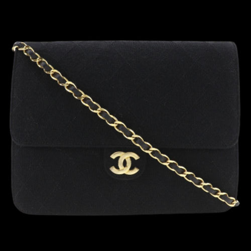 Black Cotton Chanel Shoulder Bag